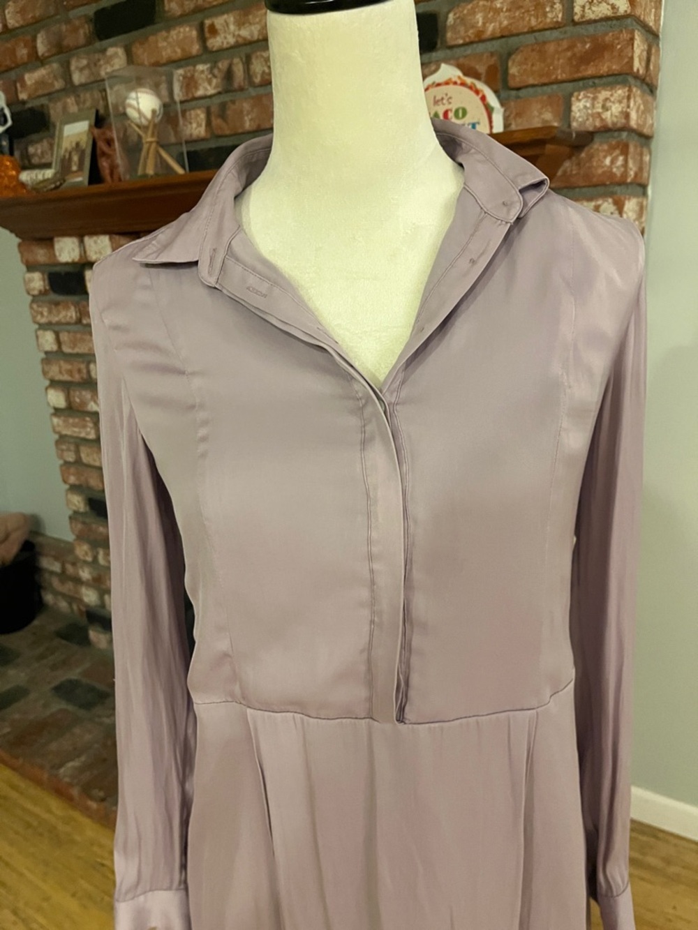 Armani Exchange $220 Lavender Long-Sleeve Shirt Dress - Picture 2 of 8